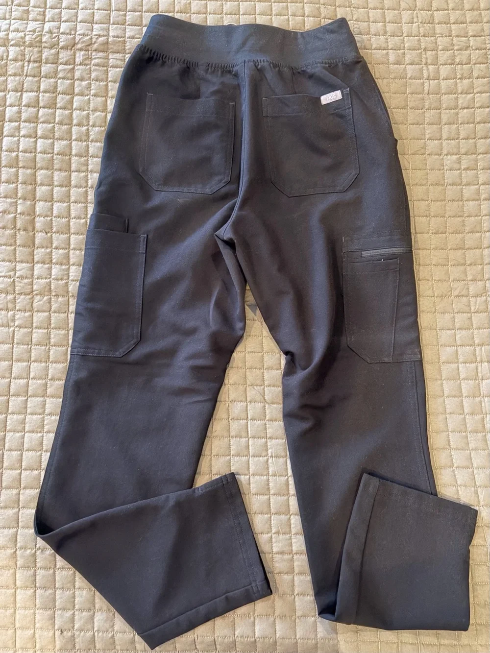 Figs Lola Straight Black Cargo Scrub Pants
